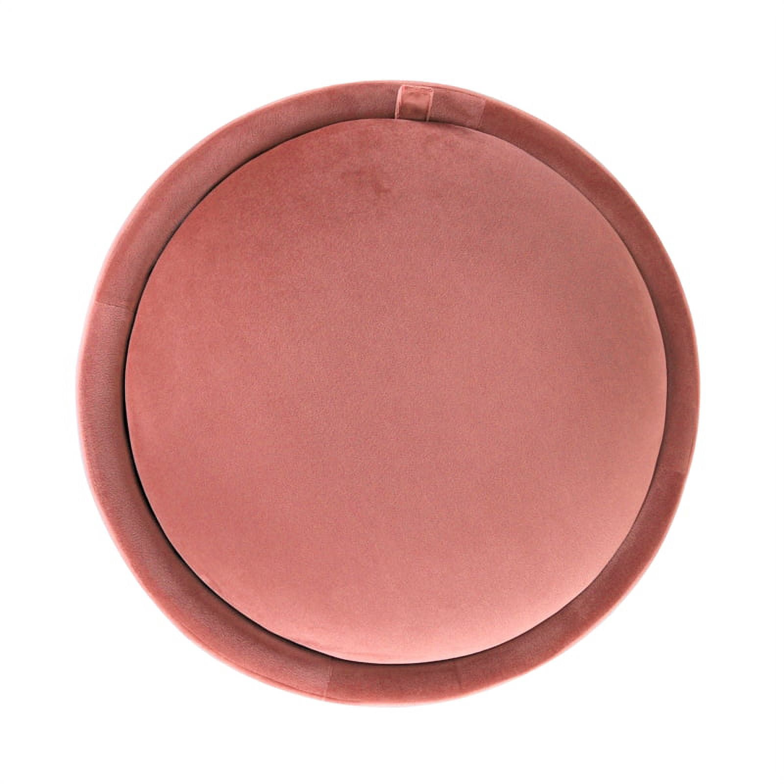 HomePop Round Storage Ottoman, Blush Velvet