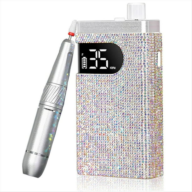 Máquina Pulidora Eléctrica Inalámbrica para Uñas con Pantalla HD Portátil Recargable de Diamante, Taladro Acrílico de 35000 RPM A