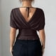 thumbnail image 4 of Tops Casuales Cuello en V Encaje Arriba Manga Corta Suéter Camisa Elegante Blusa de Verano, 4 of 7