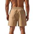 thumbnail image 5 of OIOLOYJM Mens Casual Shorts 7 inch Elastic Waist Drawstring Stretch Quick Dry Lightweight Swim Trunks Summer Beach Vacation Breathable Board Shorts Khaki L, 5 of 6