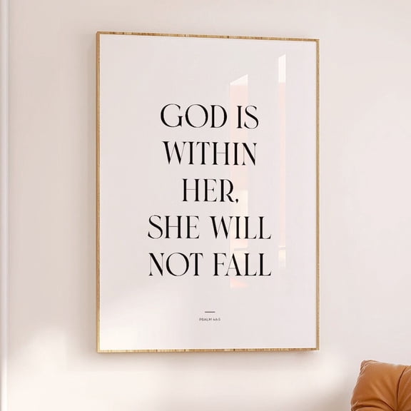 God Is Within Her She Will Not Fall Print, Psalm 46:5, Scripture Wall Art, Bible Verse Print, Black And White Scripture, Christian Decor UNFRAMED PAPER POSTER, Home Decor, Vintage Gift