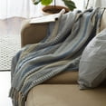 thumbnail image 3 of Stonewash Blue Braided Stripe Throw, 3 of 5