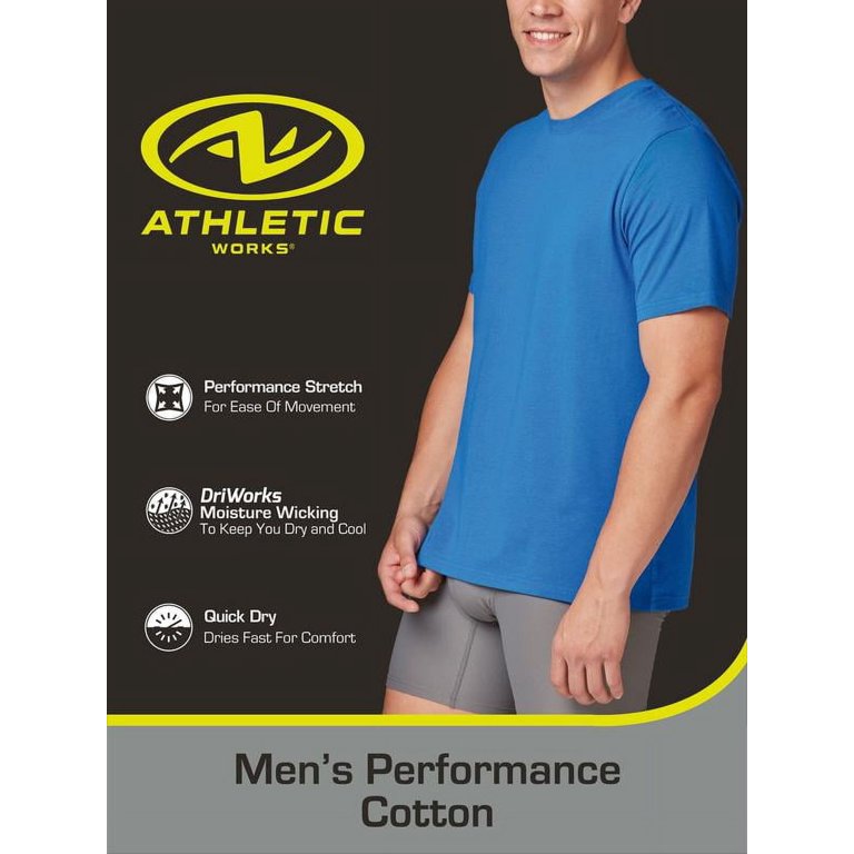 Athletic Works Performance Cotton Crew T-Shirt Set, 3-Pack photo 2