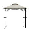 thumbnail image 3 of Sunjoy Orville 8 ft. x 5 ft. Black Steel 2-tier Grill Gazebo with Beige and Black Canopy, 3 of 12