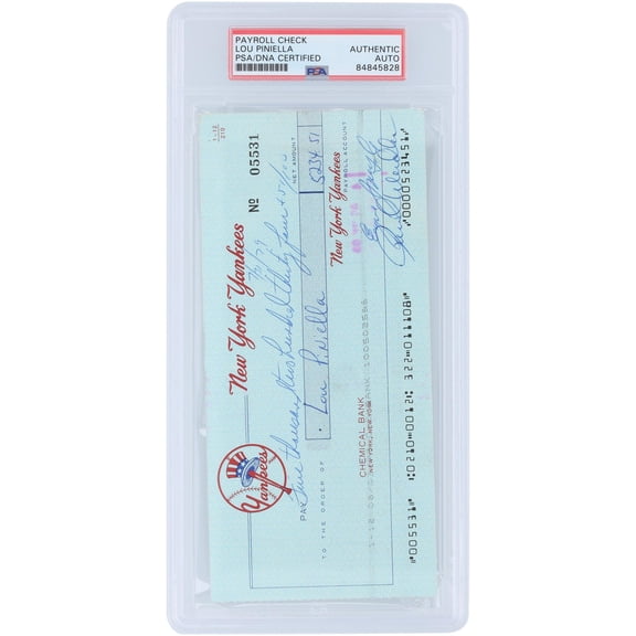 Lou Piniella New York Yankees Autographed Check from July 31, 1979 - PSA 84845828 - Fanatics Authentic Certified