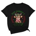 thumbnail image 3 of JAKANYQ T-Shirts pour Femmes, T-Shirt d'Été Décontracté à Manches Courtes Imprimé Lettre Col Rond Confortable, 3 of 3
