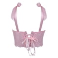 thumbnail image 7 of Women's Lace Spaghetti Strap Underwire Fishbone Corset, Padded Bust Bustier Camisole Tank Top Waist Slimming Shapewear Pink XS, 7 of 7