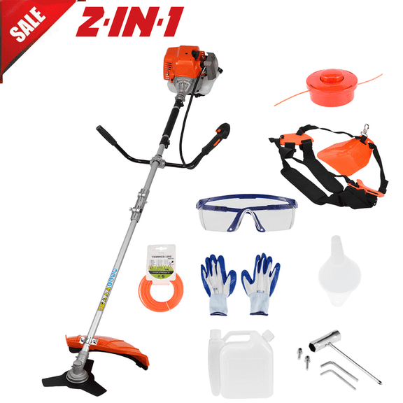 Floseru Gas String Trimmer | 2 in 1 Cordless String Trimmer | 52cc 2-Stroke Weed Wacker Gas Powered | Weed Eater| Gas Weed Eater | Grass Trimmer | 10'' Brush Cutter & Shoulder Strap Included