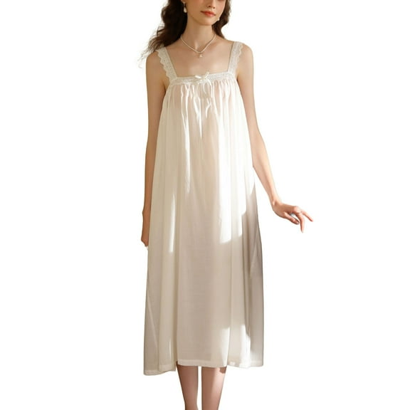 SWSMCLT Women's Cute Pajamas Summer Pjs Vintage Eyelet Sleepwear Princess Spring Home Cami Pull On Cotton White Medium