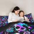 thumbnail image 4 of Homewish Happy Halloween Twin Comforter Sets,Multicolor Gradient Skull Bedding Set,Green Purple,Black Reversible,2 Pieces,1 Comforter and 1 Pillowcase, 4 of 7