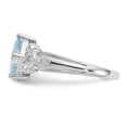 thumbnail image 4 of 10K White Gold Ring Band Gemstone Diamond Round Aquamarine Square Blue, Size 8, 4 of 5