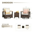thumbnail image 2 of MEISSALIVVE 3 Pieces Outdoor Swivel Rocker, Patio Furniture Bistro Set with 360° Wood Armrests Swivel Rock Chairs and Side Table(Brown), 2 of 7