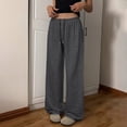 thumbnail image 5 of Uncuffed Pants for Women High Waisted Baggy Sweatpants Drawstring Elastic Waist Comfy Loose Fit Yoga Workout Long Trousers with Pockets Dark Gray M, 5 of 7