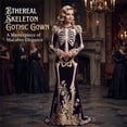 thumbnail image 6 of Zydvens Women Gothic Skeleton Maxi Dress Costume - Vintage Bone Floral Print Long Sleeve Evening Gown Elegant Halloween Costume Party Floor Length Ball Dress for Halloween Party, 6 of 6