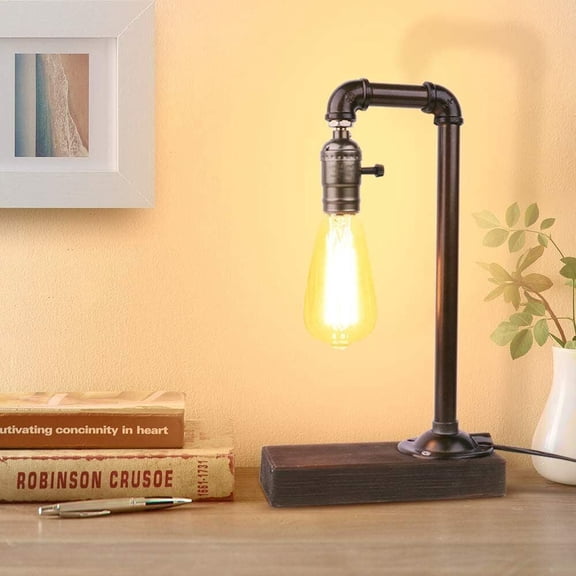 Se of 2 Industrial Table Lamp Edison Desk Lamp Steampunk Industrial Pipe Lamp