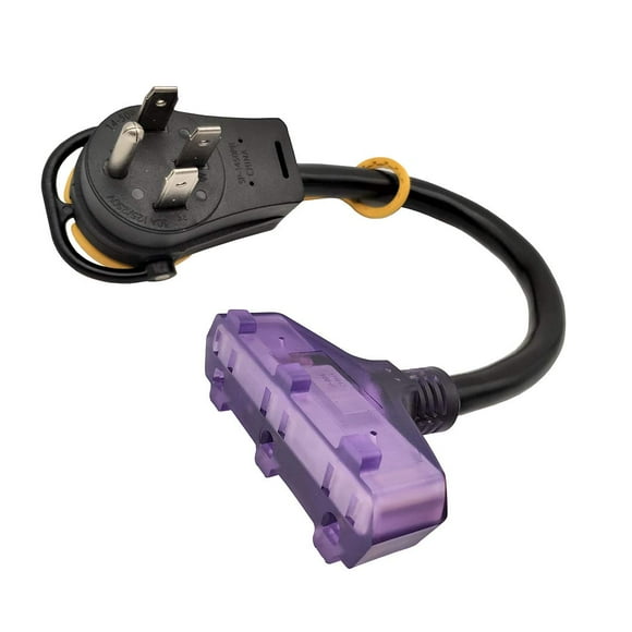 Parkworld 61148 RV Splitter Adapter Cord 14-50P to 14-50R 50A 125V/250V & (3) 5-15R Household Tri Outlet 15A 125V 1.5 Feet