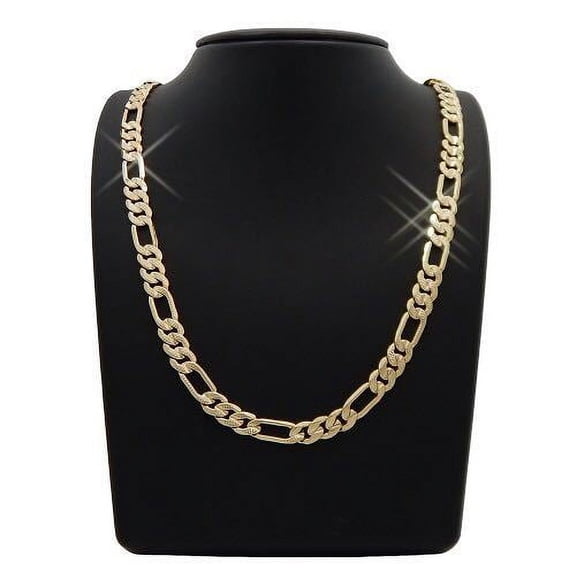 14k Gold Filled Matt Finish Thick Figaro Chain
