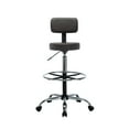 thumbnail image 3 of Height Adjustable Drafting Stool and Footrest, Comfortable Faux Leather Stool with Backrest, Rolling Wheels and Footrest, Ideal for Office, Studio, Garage, and Eco-Friendly by Naomi Home - Espresso, 3 of 9