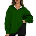 thumbnail image 2 of Womens Oversized Half Zip Pullover Basic Solid Color Long Sleeve Sweatshirt Quarter Zip Hoodie Sweater Teen Girls Fall Y2K Clothes Tops, 2 of 7