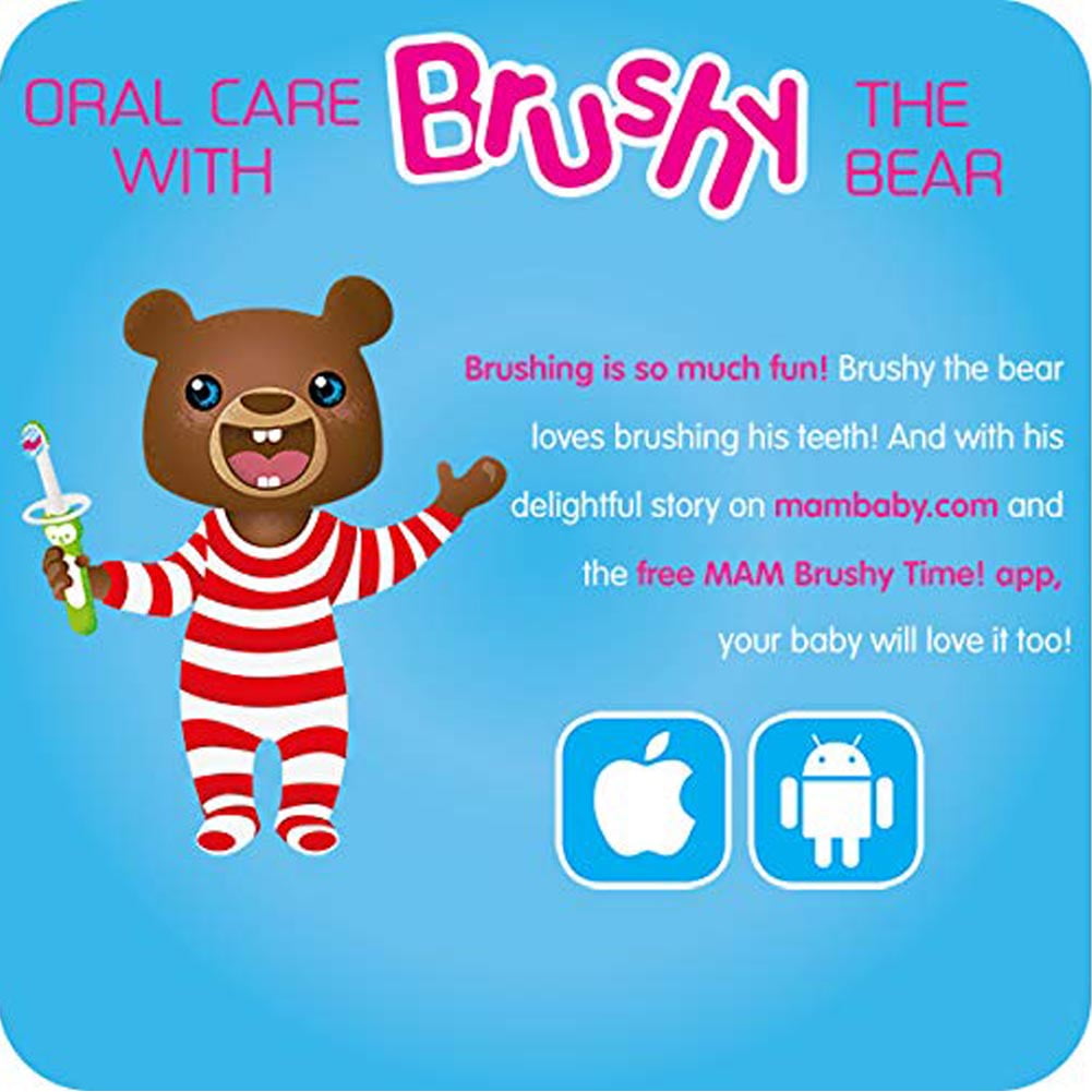 MAM Massaging Toothbrush, Baby Toothbrush and Gum Cleaner and Massager, Boy, 3+ Months, 1-Count