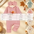thumbnail image 4 of Nwiuh Infant Baby Girl Fall Outfit Sweatshirt Romper Fun Letters Long Sleeve Jumpsuit Newborn Clothes (Pink, 3-6 Months), 4 of 8