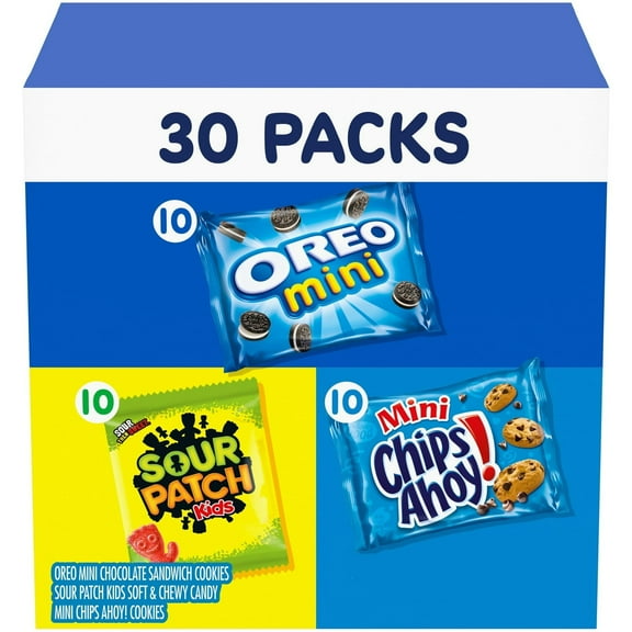 Nabisco Cookies & Candy Variety Pack, SOUR PATCH KIDS, OREO and CHIPS AHOY!, 30 Snack Packs