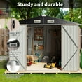 thumbnail image 7 of Sunmthink 8.5 x 5.6 FT Outdoor Storage Shed with Base Frame, Metal Shed for Garden, Backyard, Patio, Brown, 7 of 7