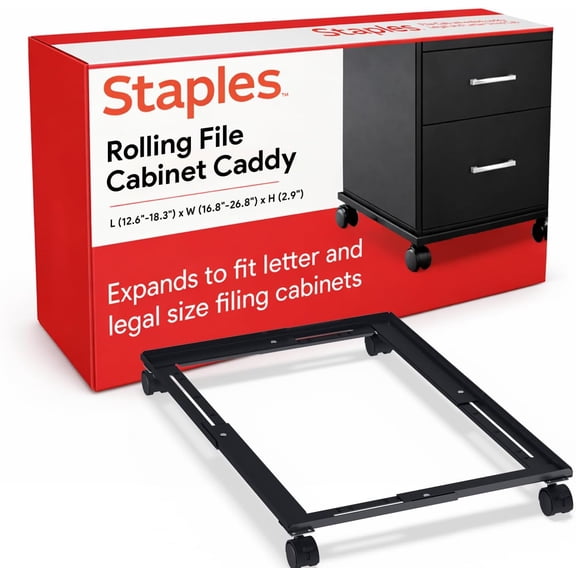 Adjustable File Caddy Letter/Legal Files, Black, Heavy Duty, Fits Filing Cabinets with Wheels