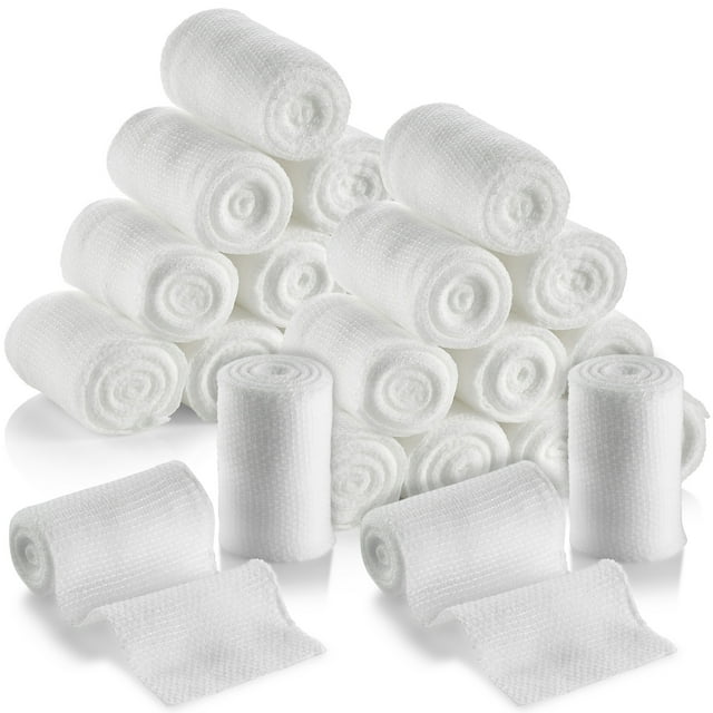 Rouleaux de Bandage en Gaze - Lot de 24, 2” x 4,1 Verges par Rouleau de Bandage en Gaze de Qualité Médicale et Bandage Extensible pour Panser Tous Types de Plaies et Trousse de Premiers Soins par MEDca