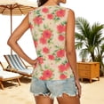 thumbnail image 2 of TaTaai Womens Sleeveless Chiffon Printed Top Gathered Neck Gold Embroidery Elegant Soft Lightweight Breathable Versatile Office Date Daily Outfit Top Gift, 2 of 9