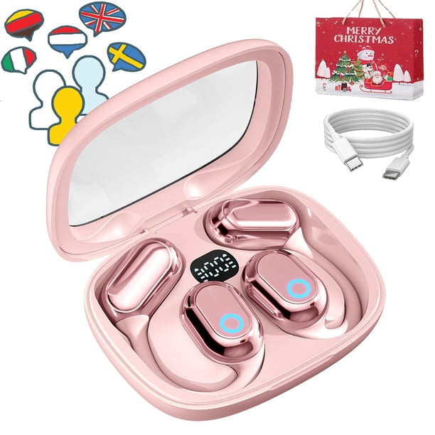 Vylaras Earbuds, Vylaras AI Translator Earbuds, Vylaras Earbuds Translate, 2025 New AI Headphones Language Translation, 144 Language High Accuracy Two Way Earbuds, Ear Buds Translators (Pink)