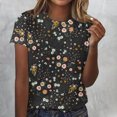 thumbnail image 1 of Fiudx Camisetas para Mujer Mujer Verano Ocio Moda Estampado de Flores Cuello Redondo Manga Corta Top/Camisa, 1 of 4