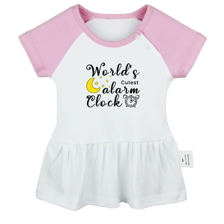 

World s Cutest Alarm Clock Funny Dresses For Baby Newborn Babies Skirts Infant Princess Dress 0-24M Kids Graphic Clothes (Pink Raglan Dresses 6-12 Months)
