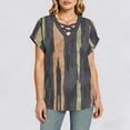 thumbnail image 4 of YUGYXL Short Sleeve Shirts for Women Spring Tops for Women V Neck Criss Cross Tees Womens Summer Tops Brown Top M, 4 of 9