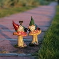 thumbnail image 3 of Teresa's Collections 2Pcs 6.69'' Garden Gnomes Statue, Outdoor Resin Mushroom Gnomes Statue for Yard Patio Lawn Garden Decor, Ideal Housewarming Gifts for Mom, 3 of 9