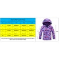 thumbnail image 3 of Yindaity Girls Rain Jacket Lightweight Waterproof Hooded Cotton Lined Raincoat Windbreaker for Kids Size 4-12 Years Purple,2-3 Years, 3 of 6