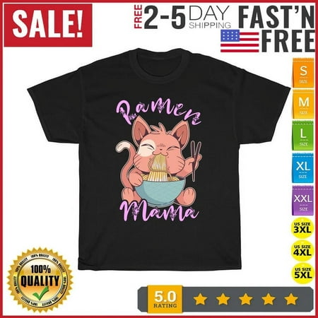 Vintage Ramen Mama Funny Cat Mom Kawaii Japanese Noodles Mother T Shirt Men Women New Best Birthday Gifts