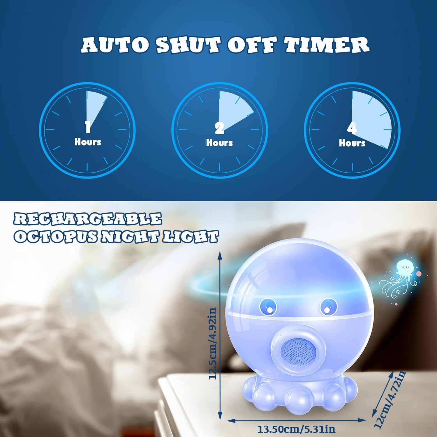 Octopus Galaxy Projector,17 Light Modes Ocean Star Projector with 360° Rotation, 3 Projection Films and 9 Lullaby Songs,Night Lamp with Remote and Timer, Gifts for Family and Friends(Blue)