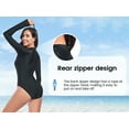 thumbnail image 4 of Ocean Blues Women's UPF 50+ UV Sun Protection Zipper Rash Guard Long Sleeve One Piece Swimsuit Black Swimwear Tummy Control One Piece Bathing Suit, 4 of 10