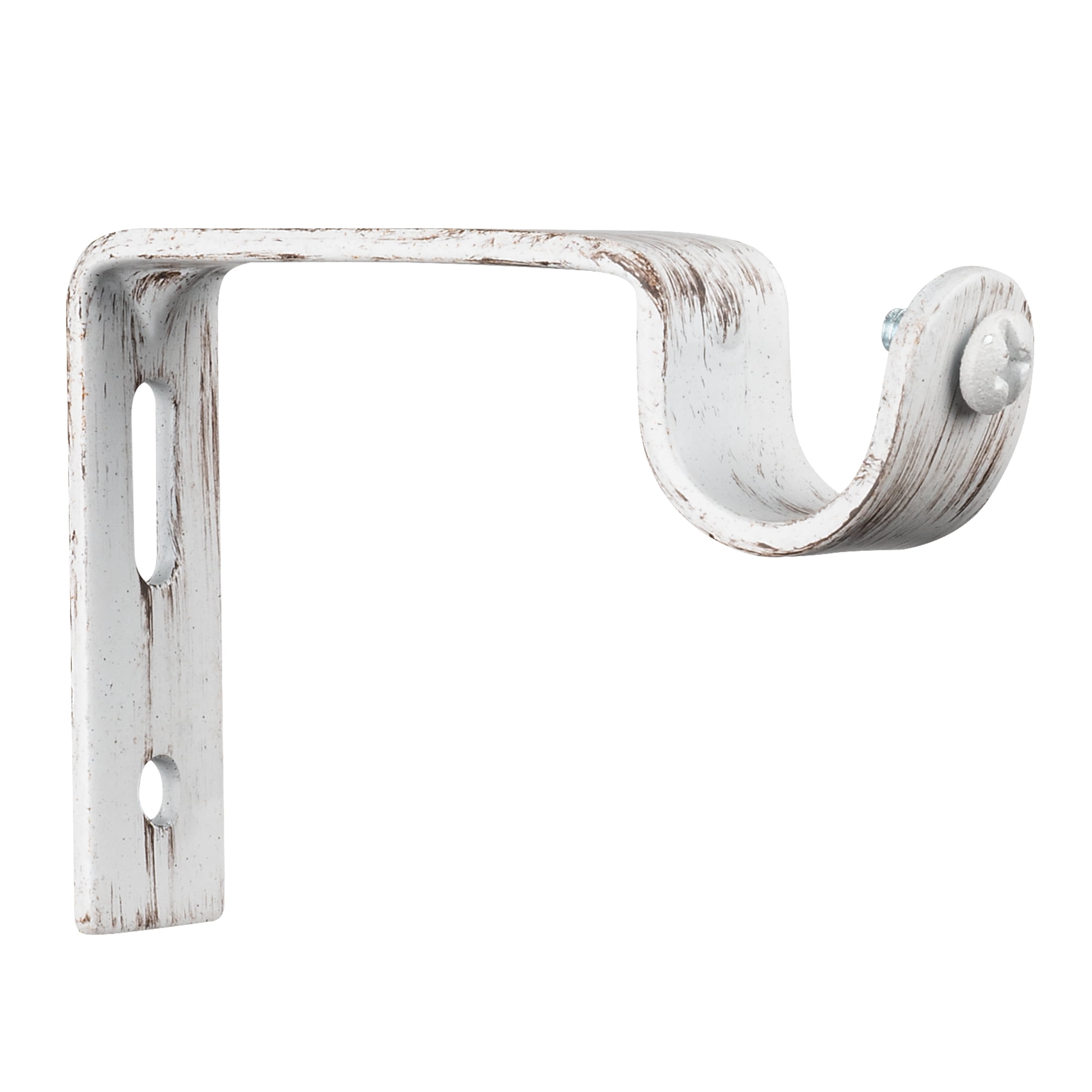 Cambridge Distressed Ivory White Farmhouse Rustic Curtain Rod Set 84"- 144"