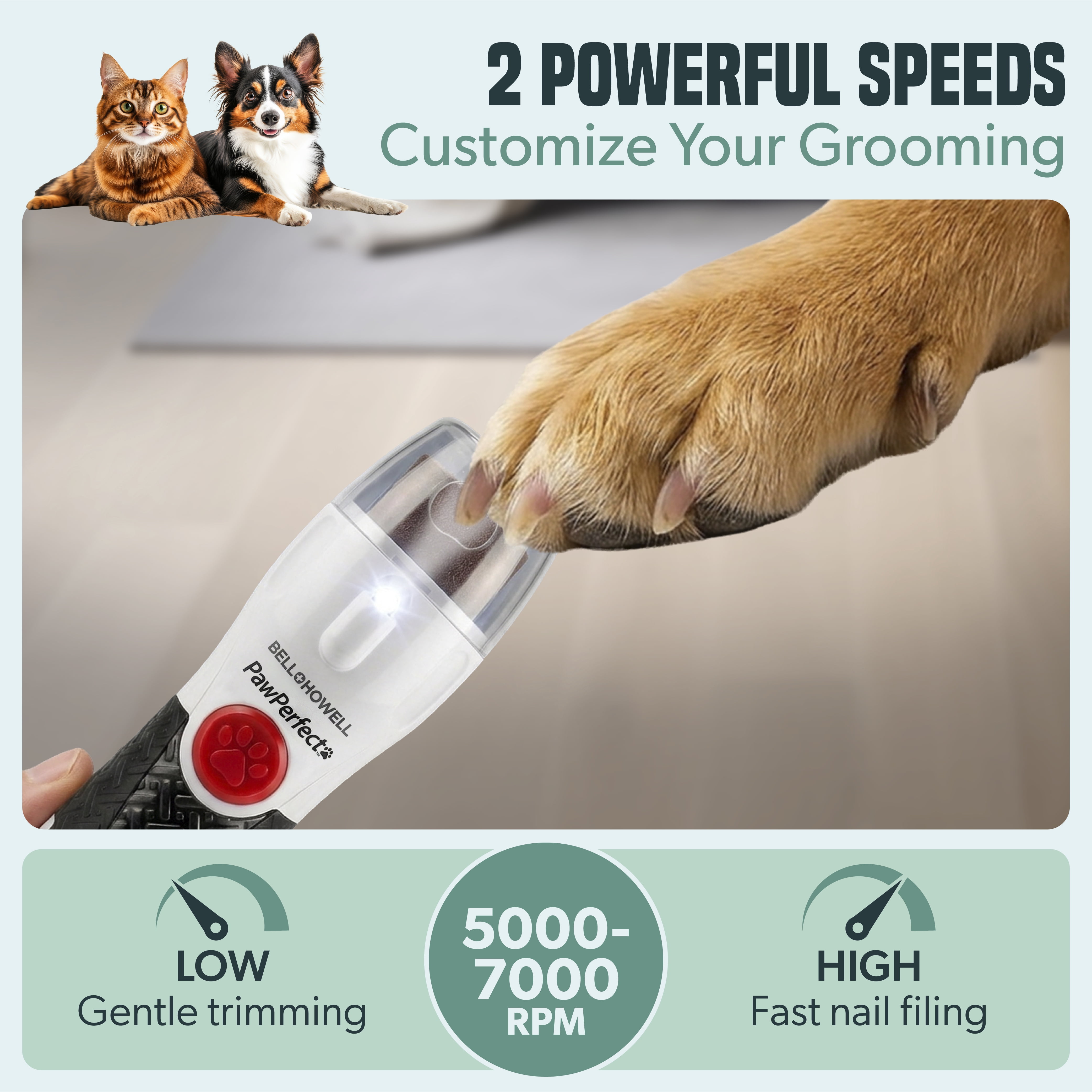 Paw Perfect Pet Nail Trimmer Nail Groomer Nail Rotating File for Large Small Pets As Seen on TV