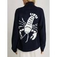thumbnail image 5 of Women's Shawl Collar Cardigan Funny Lobster Graphic Long Sleeve V Neck Sweater Y2K Button Down Warm Jacket Coats, 5 of 6