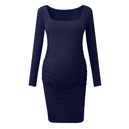 

koaiezne Collar Clothes Mom Solid Pregnancy Maternity Dresses Fashion Women Maternity dress Simple Maternity Wedding Dress Maternity Sweaters for Women
