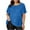 Blue, variant on Women's Summer Plus Size Shirt Round Neck Short Sleeve Gauze Tops Breathable Loose Pullover Tee Shirt