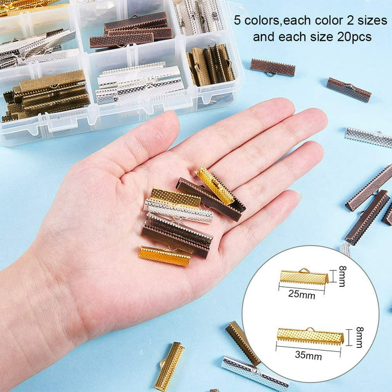 1Set 200PCS 25mm/ 35mm Long 5 Color Iron Ribbon Ends Bracelet