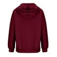 thumbnail image 5 of Jalioing Fall Winter Hoodies for Women Plus Size Long Sleeved Sweatshirt Solid Color Button V-Neck Hooded Top (X-Large, Red), 5 of 6