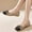 Khaki, variant on Women Two Tone Patchwork Square Toe Bow Flat Ballet Flats Fall Slip on Soft Comfy Versatile Daily office Walking Shoes Khaki C