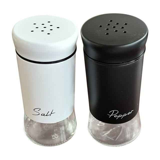 Rbaofujie Salt and Pepper Shakers Set 2pcs, Spice Shaker for Kitchen, Pepper and Salt Container with Stainless Steel Lid, Glass Salt Shaker with Adjustable Pour Holes