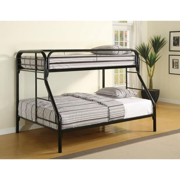 Twin over Full Bunk Bed with Side Ladders Black