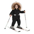 thumbnail image 5 of Letdown Toddler Baby Boys Girls Winter Puffer Snowsuit Clothes - Long Sleeve Hooded Jackets with Snow Bibs Sets 2PCS (#01-Black,2-3 Years), 5 of 5